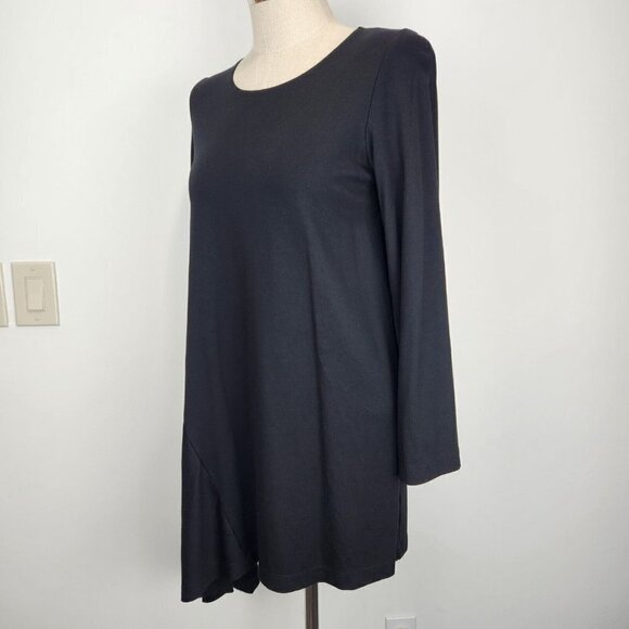 Bryn Walker Shift Dress Womens S Black Long Sleeve Round Neck A-Line Asymmetric - Picture 2 of 12